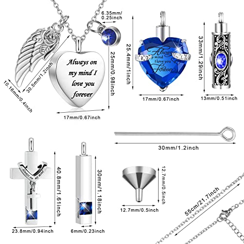 Fumete 5 Pcs Urn Necklaces for Ashes Cremation Jewelry - color: Dark Blue
