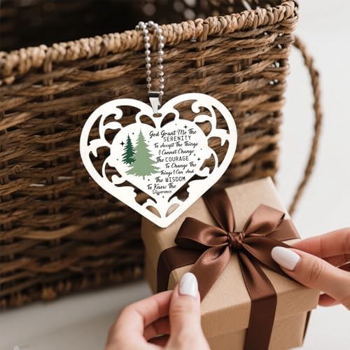Serenity Prayer Ornament Heart Shaped, Christian Encouragement Gifts for Women Men, God Grant Me The Serenity Courage Wisdom Hanging Ornaments S2X3 - style: Serenity Prayer