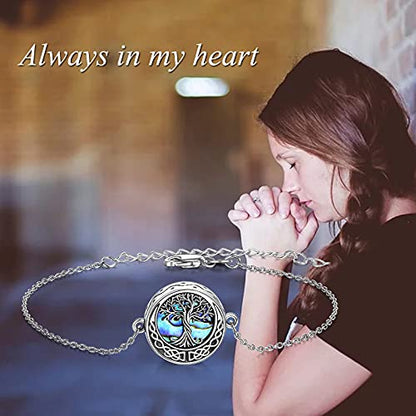 ONEFINITY Sunflower/Tree of Life Urn Bracelet for Ashes 925 Sterling Silver Sunflower/Tree of Life Cremation Keepsake Pendant Locket Bracelet for Women Mom - style: Tree of Life Urn Bracelet