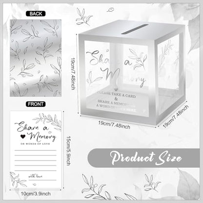 Pajean 50 Pcs Greenery Share a Memory Card, Celebration of Life Cards Box - color: Sliver