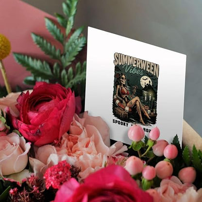 3dRose Summerween Vibes. Spooky year round. Funny Halloween in July gift 1 Greeting Card with envelope