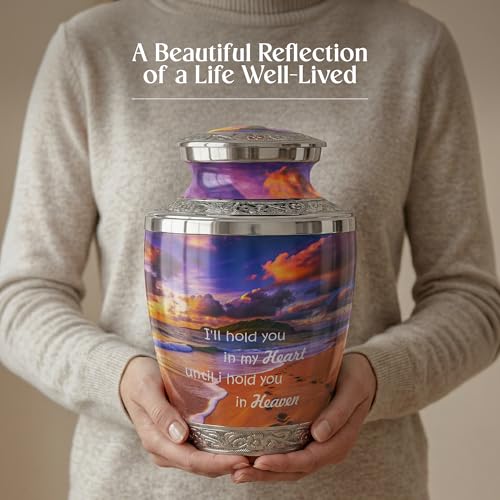 Footprint Cremation Urn for Human Ashes – Large Adult Aluminum Memorial Funeral Urn with Inspirational Quote, Decorative Burial Urn for Men & Women - size: Large Adult