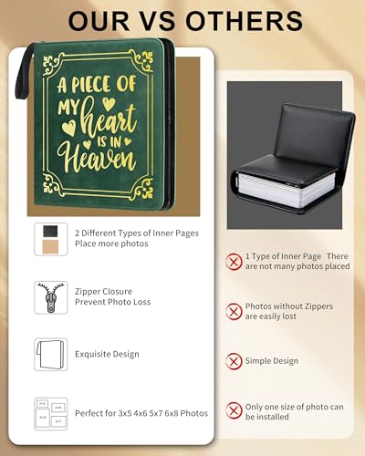 Memorial Photo Album 4x6 100 Photos, Leather Memory DIY Scrapbook with 25 Sheets and 20 Blank Kraft Sheets, Sympathy and Bereavement Gift for Loss of Loved One Condolences Gifts - color: Green