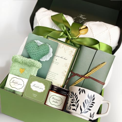 Care Package Gift Basket for Women – Cozy Self Care Comfort Birthday Gifts – Sending Sunshine Thinking of You or Get Well Soon Gift for Mom, Friend or Sister - color: Creamy Avocado