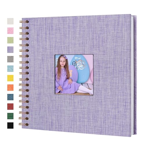 Scrapbook Photo Album, Linen Covered, 10x10 Inches, 20 Sheets/40 Pages | Hardcover Kraft White Pages, Wedding Guest Book, Travel Memory Book, Christmas, Baby Shower Keepsake, Family Album - color: Purple, size: 10x10 Inch 40 Pages