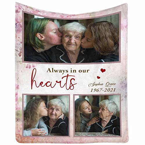 InterestPrint Personalized Blanket Always in Our Hearts, in Loving Memory of a Loved One Loss Sympathy Blanket - color: Multi B8, size: 30 x 40 Inches