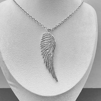 Angel Wings Necklace for Women Silver Stainless Steel Chain Jewelry
