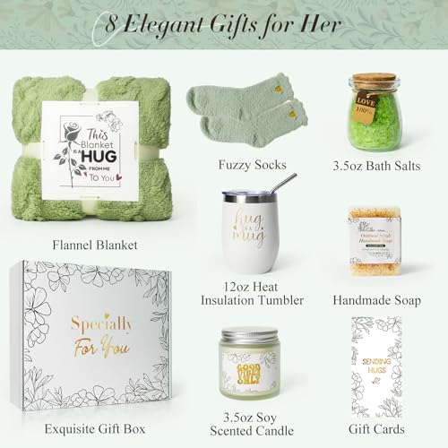 Get Well Soon Gift Baskets for Women After Surgery Recovery, Care Package for Women, Inspirational Thinking of You & Spa Self Care Gifts for Mom Wife Friend Grandma, Feel Better Hug in a Box - color: Kflw01