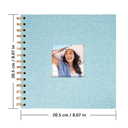 Scrapbook Photo Album, Linen Covered, 8x8 Inches, 20 Sheets/40 Pages | Hardcover Kraft White Pages, Wedding Guest Book, Travel Memory Book, Christmas, Baby Shower Keepsake, Family Album - color: Light Blue, size: 8x8 Inch 40 Pages