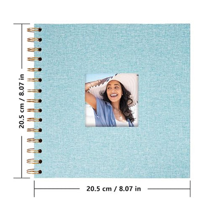 Scrapbook Photo Album, Linen Covered, 8x8 Inches, 20 Sheets/40 Pages | Hardcover Kraft White Pages, Wedding Guest Book, Travel Memory Book, Christmas, Baby Shower Keepsake, Family Album - color: Light Blue, size: 8x8 Inch 40 Pages