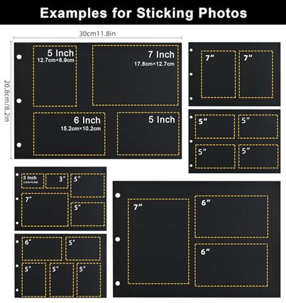 Travel Scrapbook Album Photo Album Scrapbook | Premium Wooden Memory Book Travel Photo Albums Kit with 100 Black Pages for Couples Adventure Graduation Gift - color: Travel Scrapbook