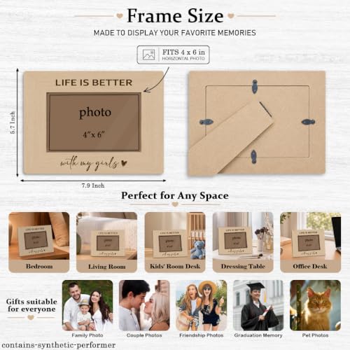 Mom Daughter Picture Frame 4x6, Life Is Better with My Girls Rustic Wooden Farmhouse Photo Frame for Tabletop Display, Mother's Day Birthday Christmas Gift for Mom - color: color14