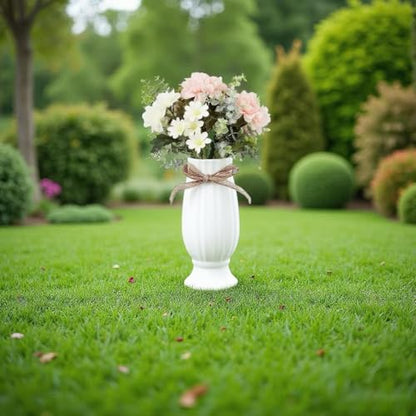2 Pcs Cemetery Vases with Spikes,Grave Vases for Cemetery with Metal Spikes and Drainage Holes,Grave Flower Holder for Headstones Memorial Gifts Loss of Loved One - color: White