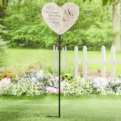 Let's Make Memories Personalized Memorial Wind Chime - Sympathy - Customized Condolences - Loss of Loved One - Celebrate Their Life - Outdoor Memorial - Windsong Sympathy Garden Wind Chime - style: Heart - Wind's Own Song