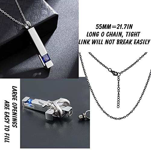 weikui 3 Pieces Heart Cross Cubic Urn Necklace for Ashes for Men Women Cremation Jewelry Crystal Memorial Locket Ashes Pendant Family Keepsake Sharing Jewelry Set - color: 3 Silver Pendants - Blue Custom