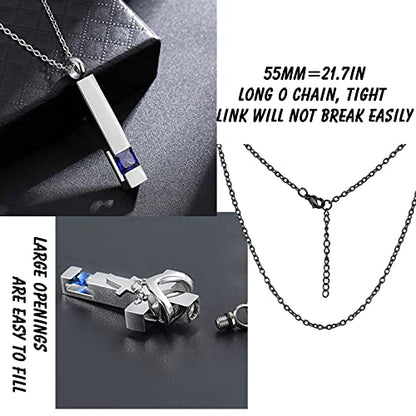 weikui 3 Pieces Heart Cross Cubic Urn Necklace for Ashes for Men Women Cremation Jewelry Crystal Memorial Locket Ashes Pendant Family Keepsake Sharing Jewelry Set - color: 3 Silver Pendants - Purple