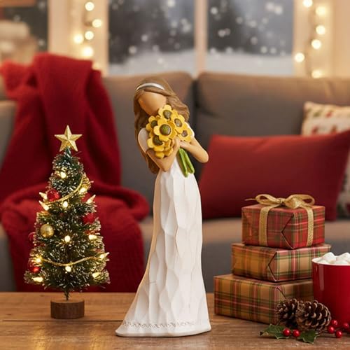 NAN ZAI NAN FANG Encouragement Gifts for Women Friends Daughter Kids | Inspirational Support Sunflower Gifts for Women Birthday 6.7" Resin Sculpted Hand-Painted Figurines Home Decor - style: Encouragement