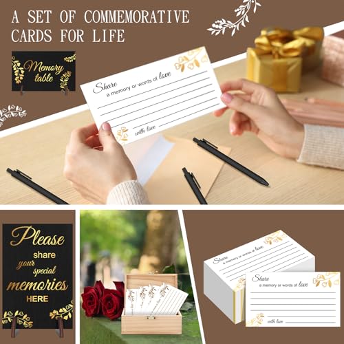 Share a Memory Cards Wooden Box for Celebration of Life Decoration - style: Elegant Black & Gold Set