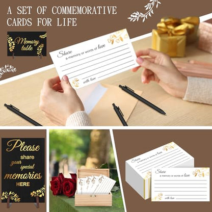 Share a Memory Cards Wooden Box for Celebration of Life Decoration - style: Elegant Black & Gold Set