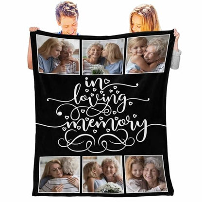 LOSARON Custom Memorial Blanket with Pictures for Loss of Loved Mom Dad Grandma Grandpa in Heaven,Remembrance Gift of Departed Loved Ones - color: 6 Photo Collage-1