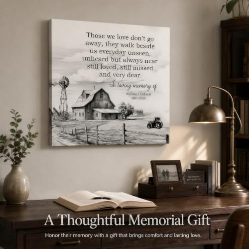 KiKiLuna Personalized In Loving Memory Farmhouse Memorial Canvas Wall Art - color: Design 7