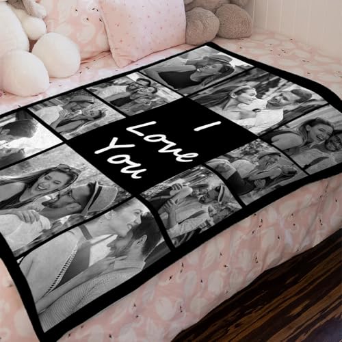 XINLING Custom Memorial Blanket with Pictures for Loss of Loved One Personalized Photo Blanket Customized Sympathy Gifts in Memory of Mom Dad Grandma Grandpa(10 Photos) - color: 10 Photos