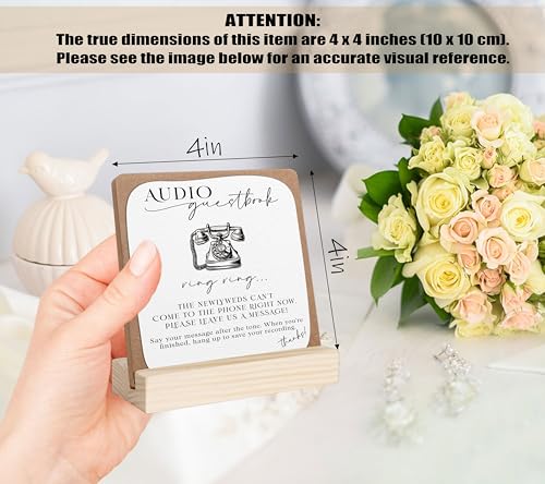 Guest Book Phone Sign, Wedding Signs for Ceremony and Reception, Bridal Shower Centerpieces for Tables, Marriage Reception, Bridal Shower Party Favors, Wedding Sign with Wooden Base - color: audio guestbook2