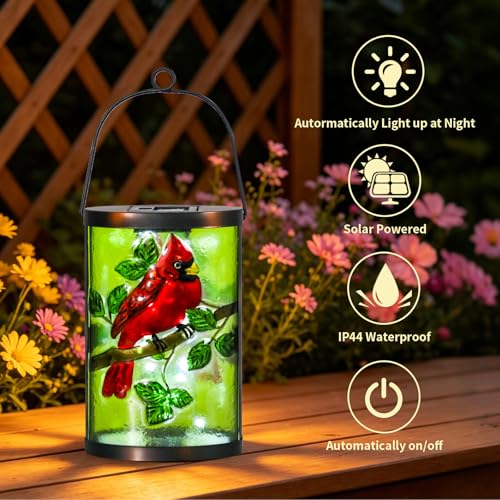 MUMTOP Cardinal Solar Lantern Outdoor Waterproof, Hanging Garden Light - color: Lime Green