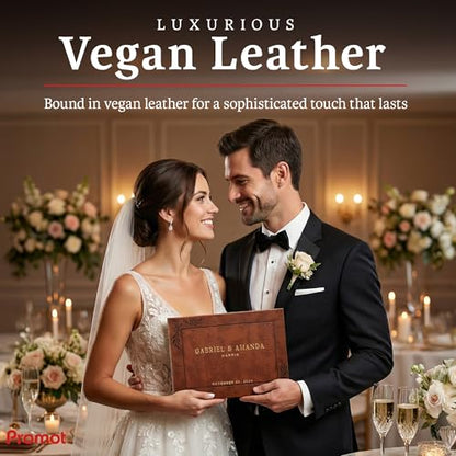 Personalized Hardcover Wedding Guestbook (Brown) | Elegant Wedding Keepsake Design, Premium Hardcover Construction, Smooth Lined Writing Pages, Perfect for Cherished Messages - color: Brown