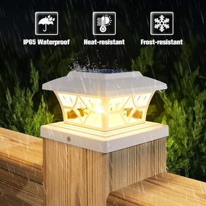 VOLISUN Solar Fence Post Cap Lights, Cool/Warm Modes Outdoor 4Pack, White - color: White, size: 4 Pack