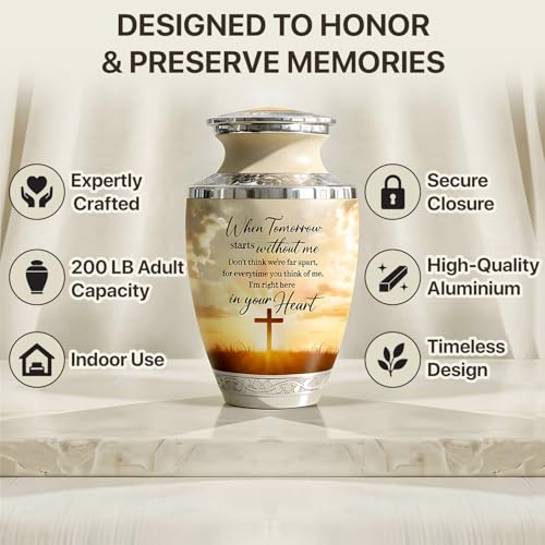Sunset Cross Cremation Urns for Human Ashes Set of 6 for Adults Men & Women - color: Sunset Cross With Text Set