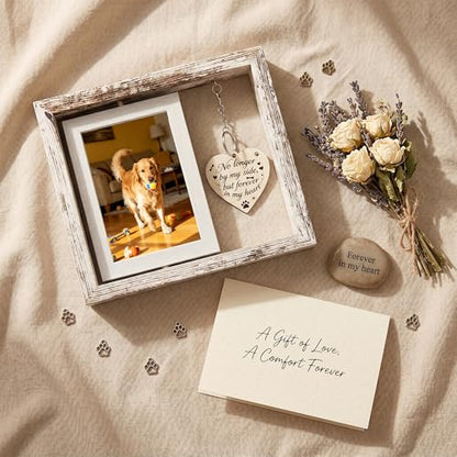 Dog Memorial Gifts for Loss of Dog - White 4x6 Rotating Wooden Picture Frame - Pet Memorial Gifts - Loss of Cat Sympathy Bereavement Remembrance Gift - color: White