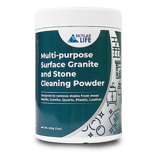 Skylarlife Multi-purpose Surface Stone Cleaning Powder (200g) to remove rust stain, yellowing, oil stains, from most marble, granite, quartz, concrete, countertop and other non-porous surface, remove adhesive spots and stains from boat and plastic and lea