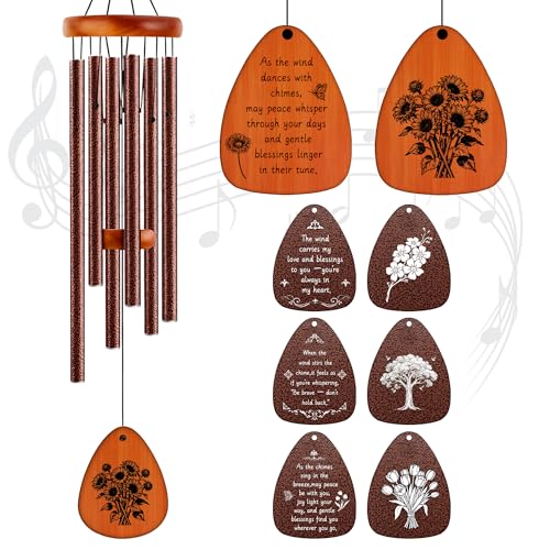 37" Matte Textured Aluminum Wind Chimes for Outdoor Patio & Garden – Large Modern Black Wind Chime with Deep Soft Tone, Thoughtful Home Gift (Brown, 37") - color: Brown, size: 37"