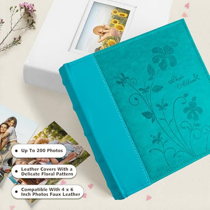 Photo Album Hold 200 4x6 Photos with Memo Writing Space (Dark&Light Blue) - color: Dark Blue & Light Blue