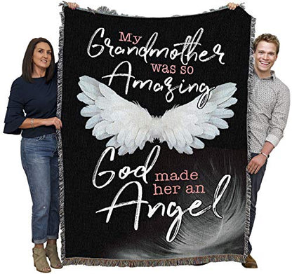 My Grandmother was So Amazing God Made Her an Angel Blanket - Sympathy Bereavement Gift Tapestry Throw Woven from Cotton - Made in the USA (72x54) - color: Grandmother, size: 72" x 54"