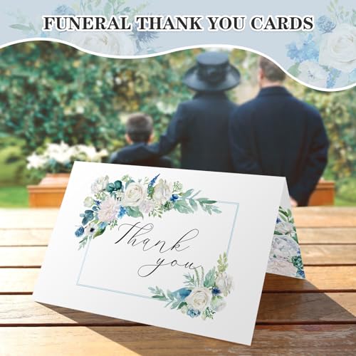 25 Funeral Thank You Cards with Envelopes, Messages Inside, 4×6 In | Floral Watercolor Cross Designs, Bereavement Sympathy Thank You Cards,Matching Stickers,for Funeral Family Friends Loved Ones