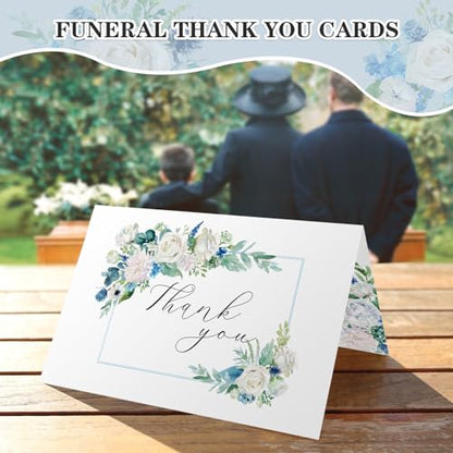 25 Funeral Thank You Cards with Envelopes, Messages Inside, 4×6 In | Floral Watercolor Cross Designs, Bereavement Sympathy Thank You Cards,Matching Stickers,for Funeral Family Friends Loved Ones