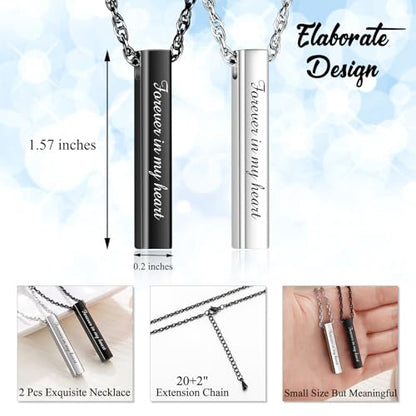 abooxiu Urn Necklace for Human Ashes Cremation Jewelry for Ashes Stainless Steel Keepsake Ashes Necklace Memorial Urn Jewelry Pendant for Women Men - Forever in my heart - style: Silver&Black