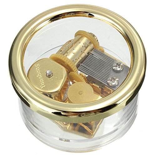 Tiny Wind Up Circle in Gold DIY Musical Box Beautiful Melody Gift Song YOU ARE MY SUNSHINE
