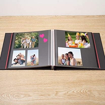 Photo Album Self Adhesive Scrapbook 3x5 4x6 5x7 6x8 Magnetic Album DIY Scrap Book 11x10.6 Inch 40 Black Sticky Pages Linen Cover DIY Photo Album(Black) - color: Black - Black Pages, size: 11"x10.8" 40 Pages