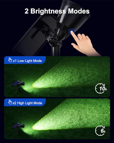 FALOVE Cool White Solar Powered Sunset Spotlight Outdoor Waterproof Accent | Landscape Uplight for Outside Trees, Flag, Sculptures, Lawn, Wall, Yard and Garden, Independently Adjustable Light & Panel