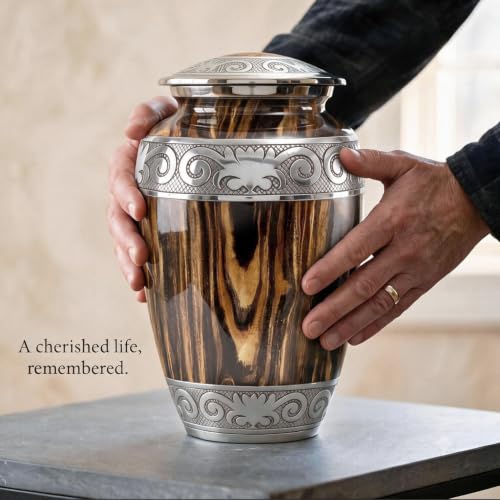 Urns for Human Ashes Adult Man – Cremation Urn for Ashes Adult Male, Large 200 Cu in Funeral Urn – Premium Memorial Urn to Lovingly Honor a Life & Legacy (Espresso Wood)