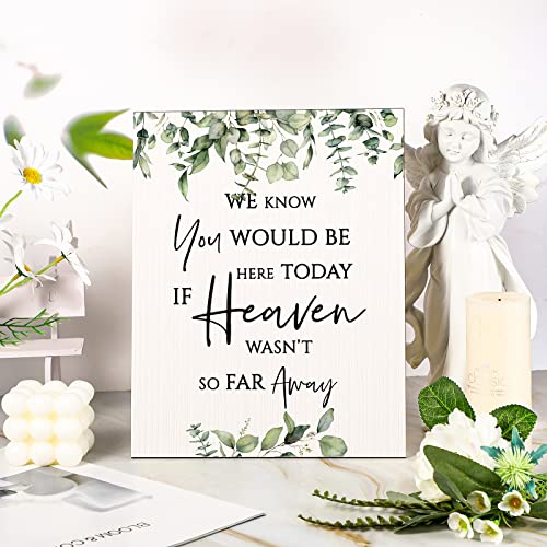 Yulejo Floral Memorial Wedding Sign Heaven Wasn't So Far Away | Tabletop Display with Stand for Ceremony Reception, Greenery Design, Loving Memory Tribute, Wooden Decor Celebration