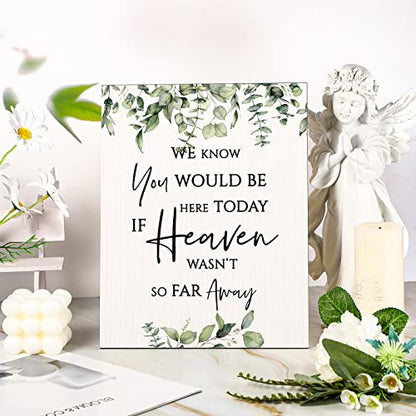 Yulejo Floral Memorial Wedding Sign Heaven Wasn't So Far Away | Tabletop Display with Stand for Ceremony Reception, Greenery Design, Loving Memory Tribute, Wooden Decor Celebration