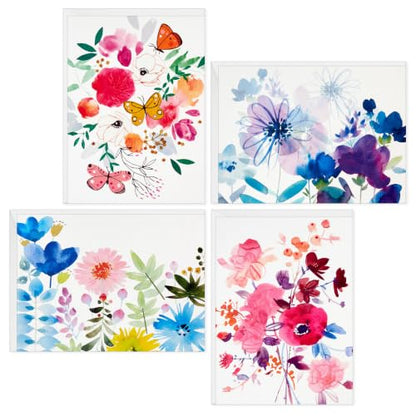 Hallmark Blank Cards with Envelopes, Assorted 48-Pack (Painted Flowers) | Painted Floral Artwork in Four Styles, Coordinating Envelopes, Premium Paper Stock, 3.8 x 5.2 in - style: Blank Cards