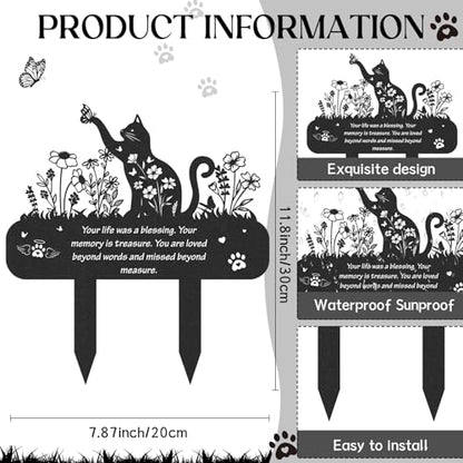 Cat Memorial Grave Stakes - Metal Loss Pets Cemetery Markers - style: Cat