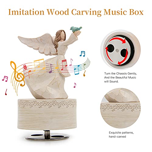 Angel Music Box Sculpted Hand-Painted Musical Figure Gifts for Mom and Daughter