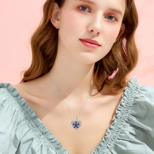 Dorunmo Personalized Locket Necklace 925 Sterling Silver that Holds Pictures Butterfly Birthstone Photo Heart Locket Custom Jewelry Congratulations New Beginnings New Job Gifts for Women - color: Sapphire Flower, style: Only Locket