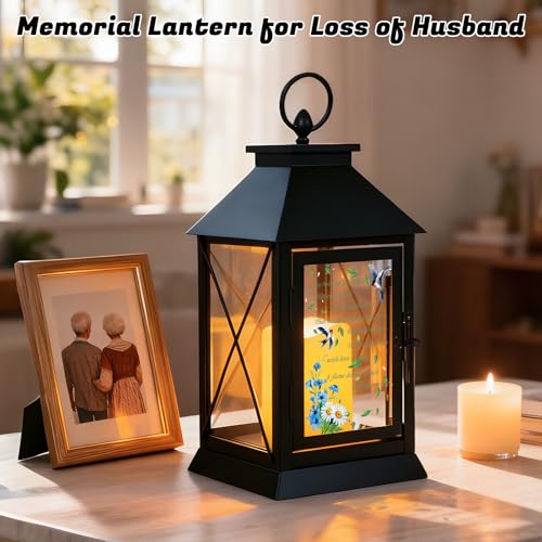 Memorial Candle Lantern with Flickering LED Candle and Remote Control Bereavement Sympathy Gifts in Memory for Loss of Husband Remembrance Gift (Husband) - color: Husband